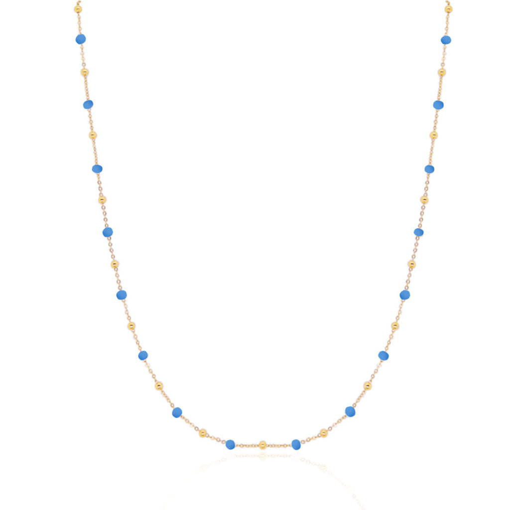 Blue Enamel Bead Necklace