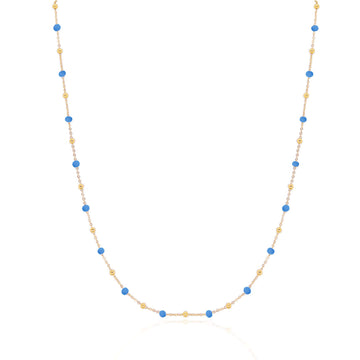 Blue Enamel Bead Necklace