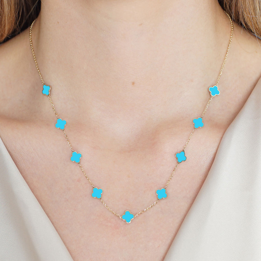 Mini Turquoise Clover Necklace