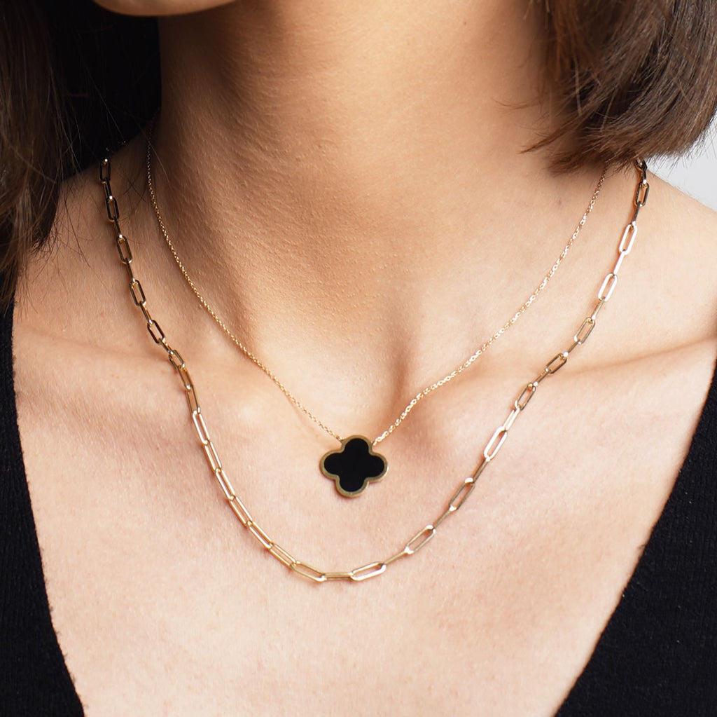 Onyx Single Clover Necklace