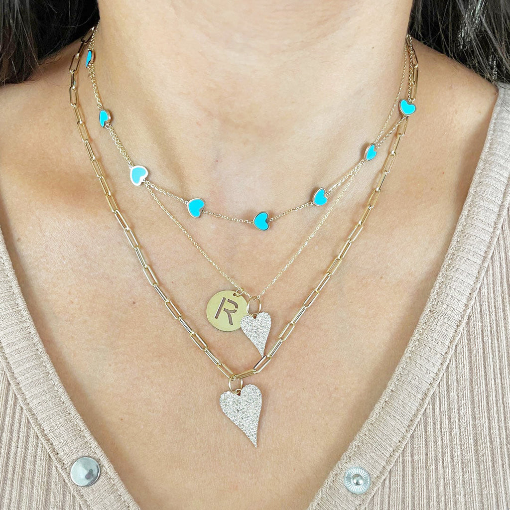 Turquoise Heart Station Necklace