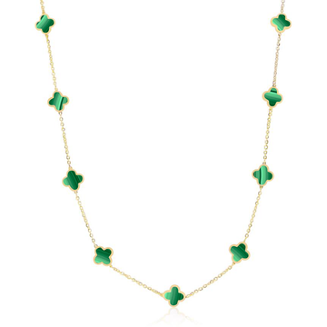 Mini Malachite Clover Necklace
