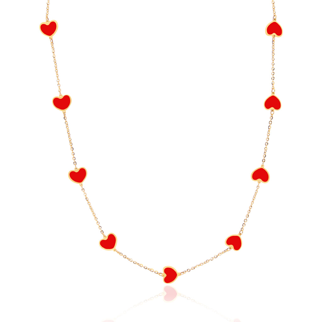 Coral Heart Station Necklace