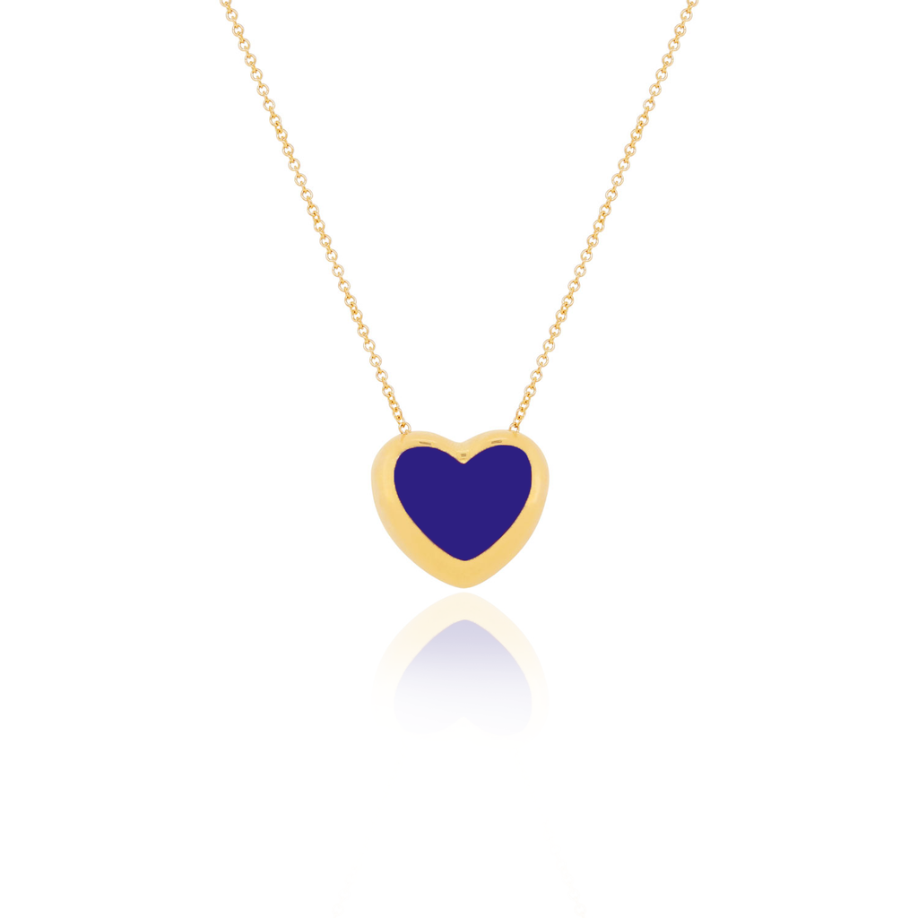 Lapis Puffy Heart Necklace