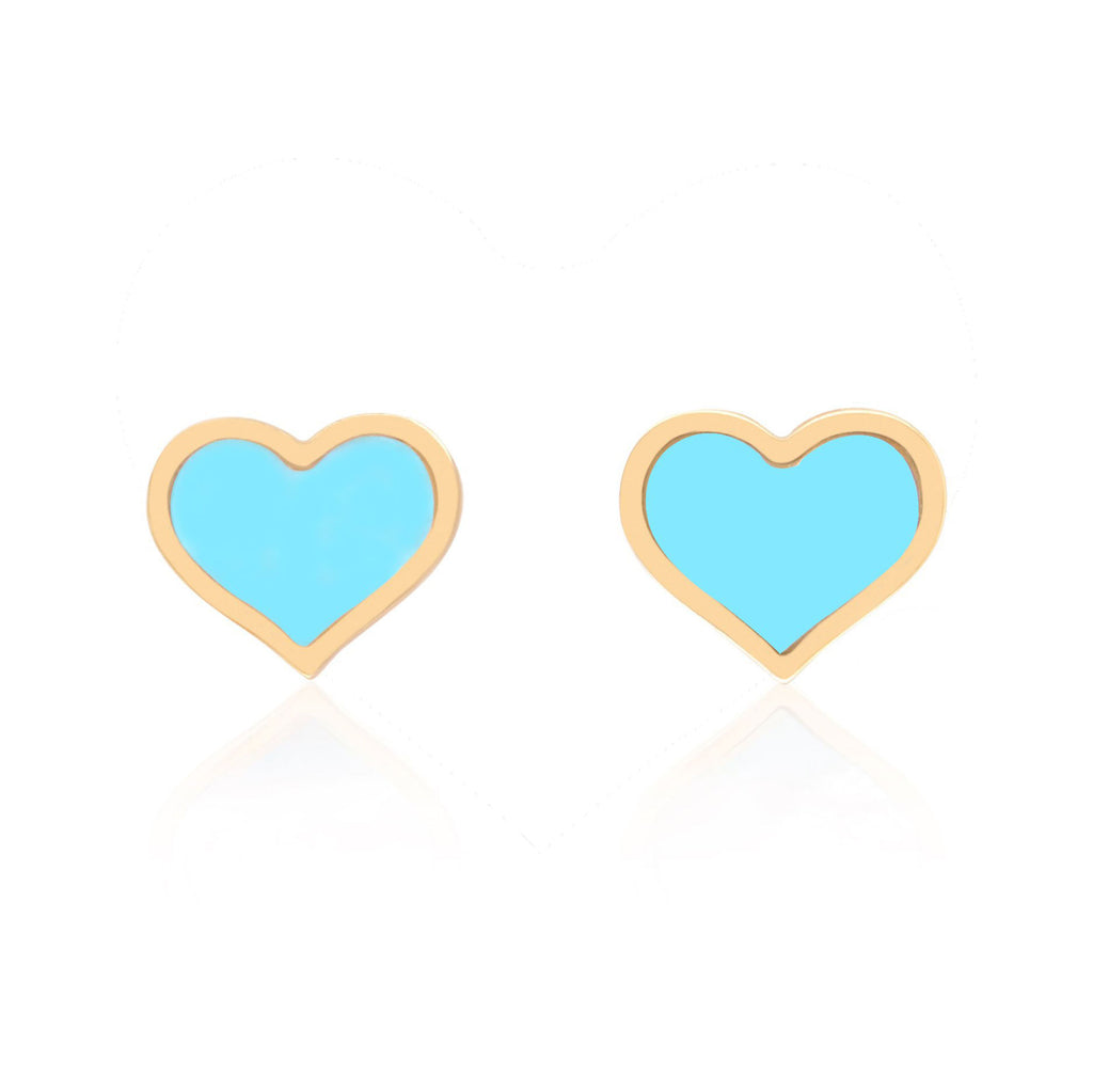 Large Turquoise Heart Stud Earrings